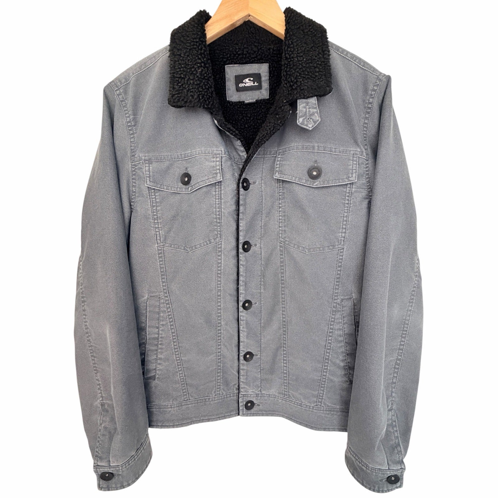 O'Neill Sherpa Trucker Jacket Mens S Gray Fleece