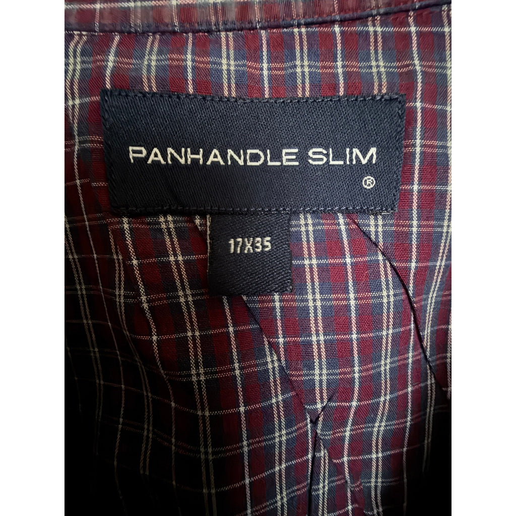 Panhandle Slim Western Shirt Mens XL Burgundy Plaid Pearl Snap Cowboy Ranchwear