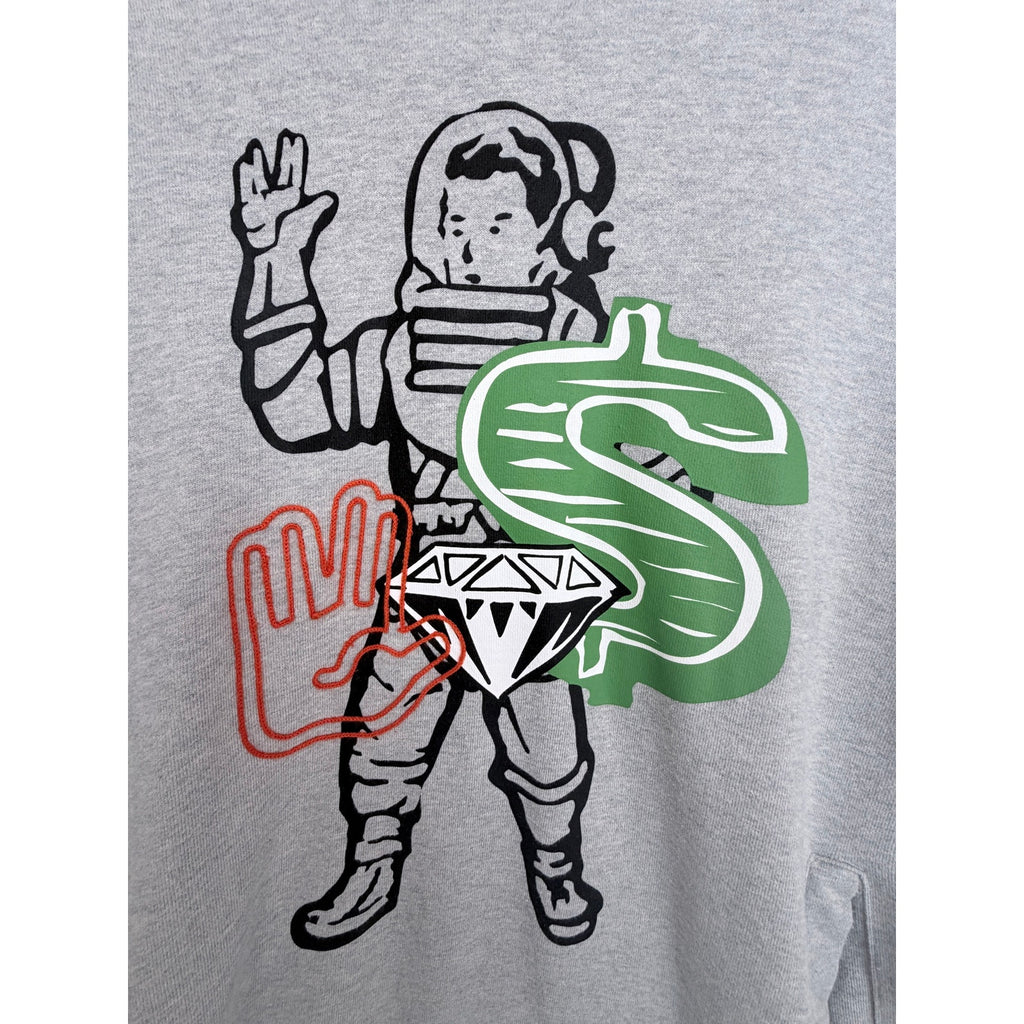 Billionaire Boys Club Hoodie Mens XL Gray Astronaut Diamond Graphic Pullover