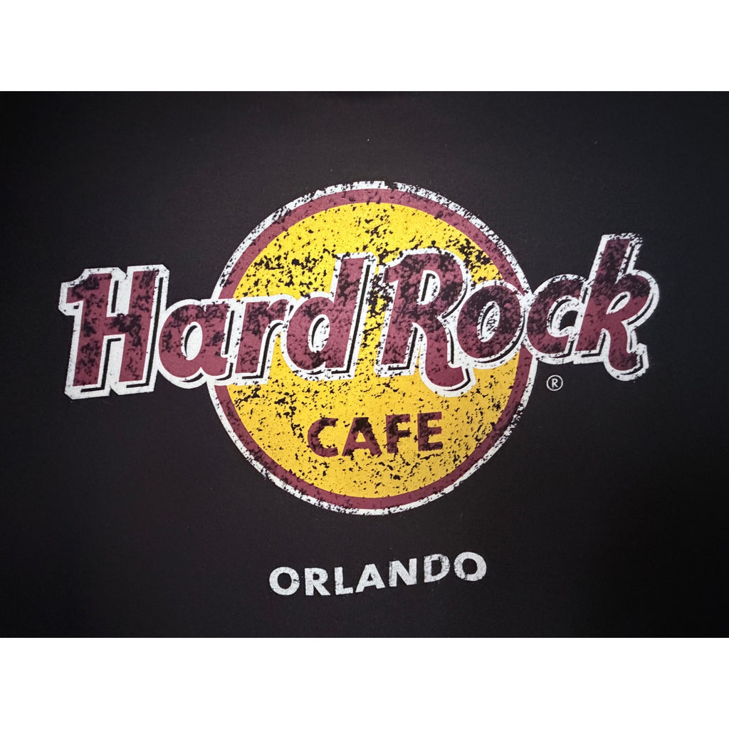 Hard Rock Cafe Orlando Hoodie Mens Medium Black Graphic Pullover Sweatshirt