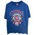 Vintage Chicago Cubs T Shirt Mens Large Blue MLB USA Made Hanes Baseball Graphic
