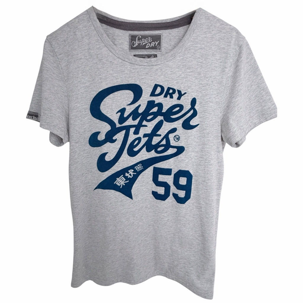Superdry Tokyo Script T Shirt Womens Medium Gray Graphic Logo Tee