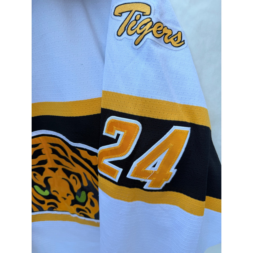 Vintage Hockey Jersey Mens Large White Tiger Graphic Lace Up Y2K CCM Style 24