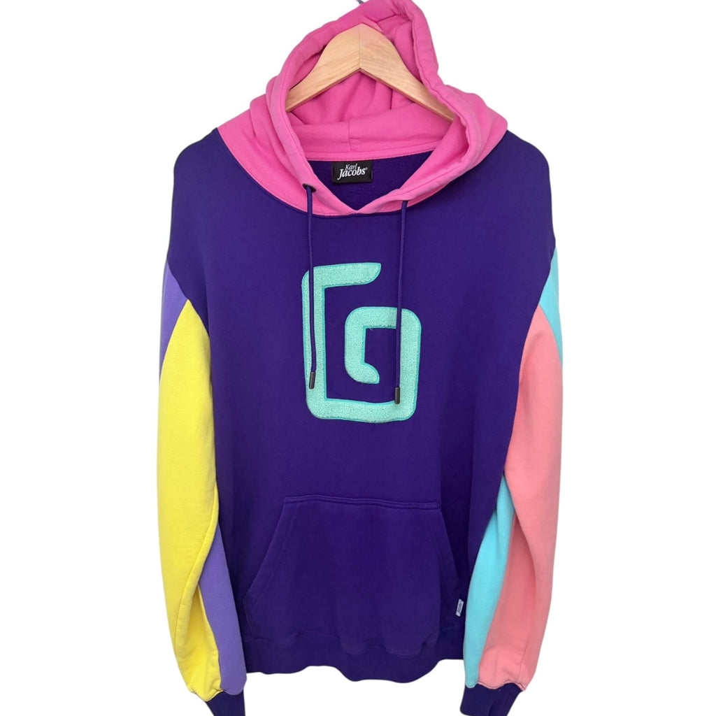 Karl Jacobs Men's Purple Colorblock Hooded Hoodie — front view