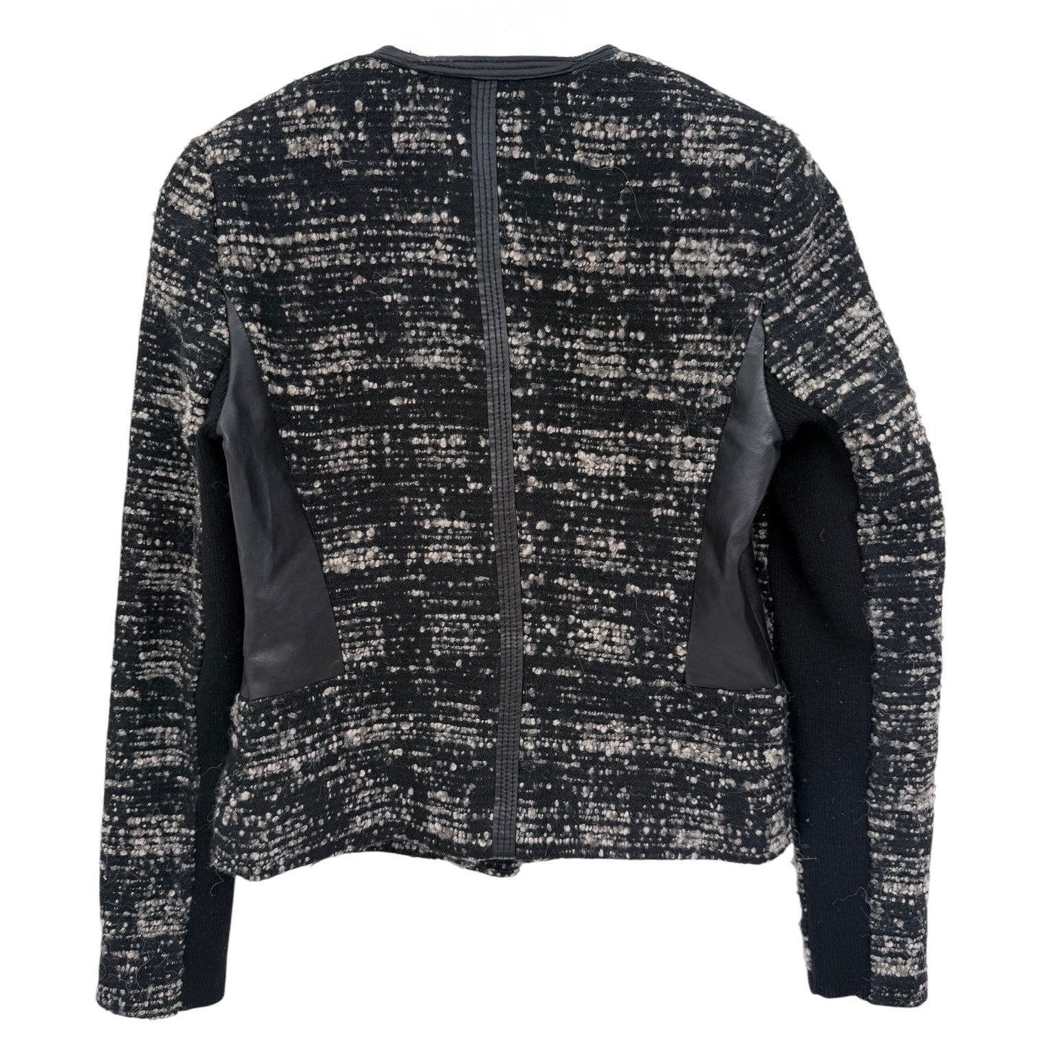 Rebecca Taylor Tweed Moto Jacket Womens 6 Black White Zip Up