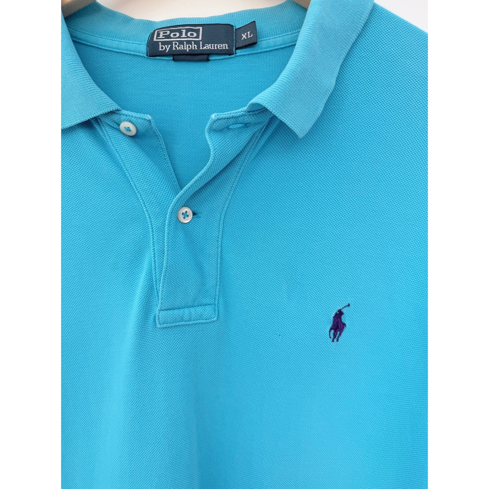Polo Ralph Lauren Polo Shirt Mens XL Aqua Blue Purple Pony Short Sleeve