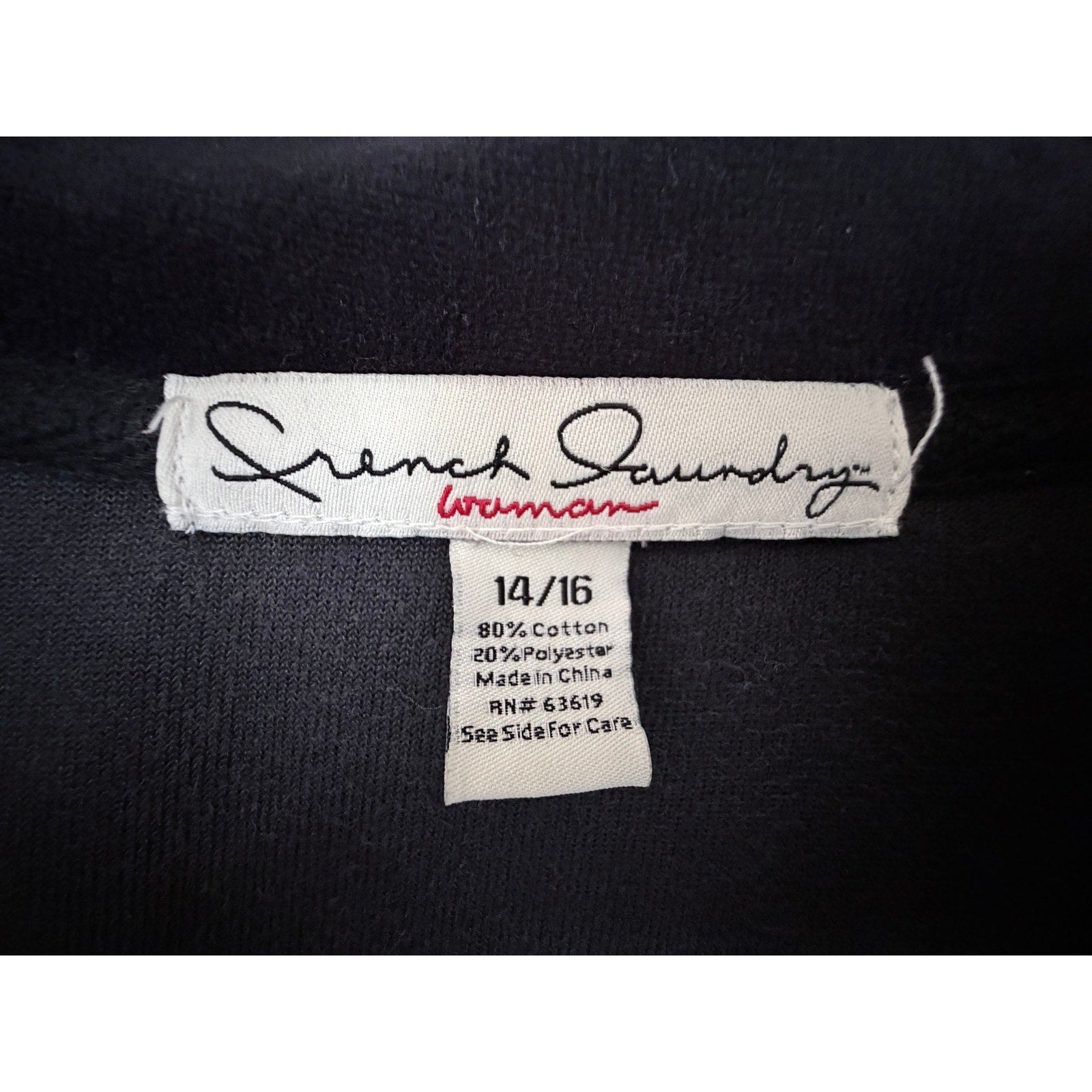 French Laundry Womens 14 16 Black Velour Zip Jacket Embellished Heart Graphic