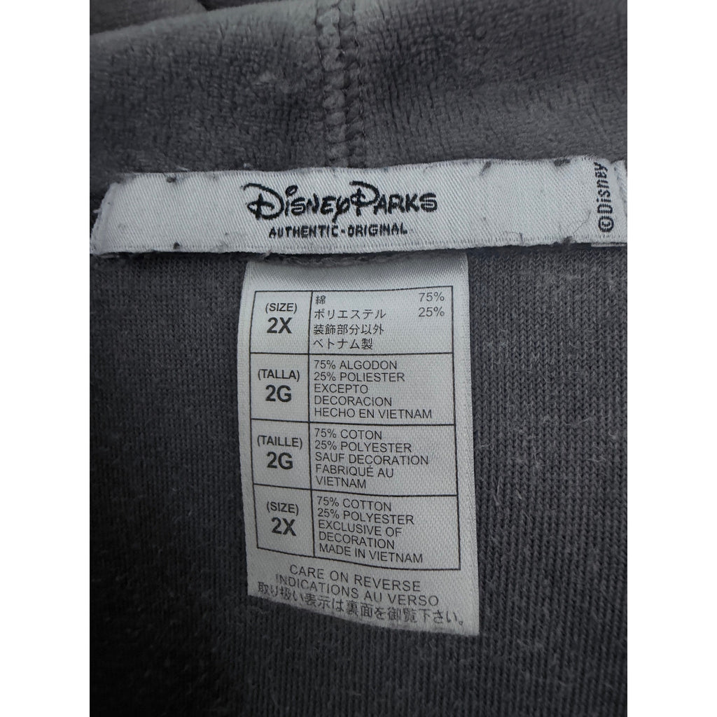 Disney Parks Mickey Mouse Hoodie Womens 2X Gray Black Velour Zip Up Jacket