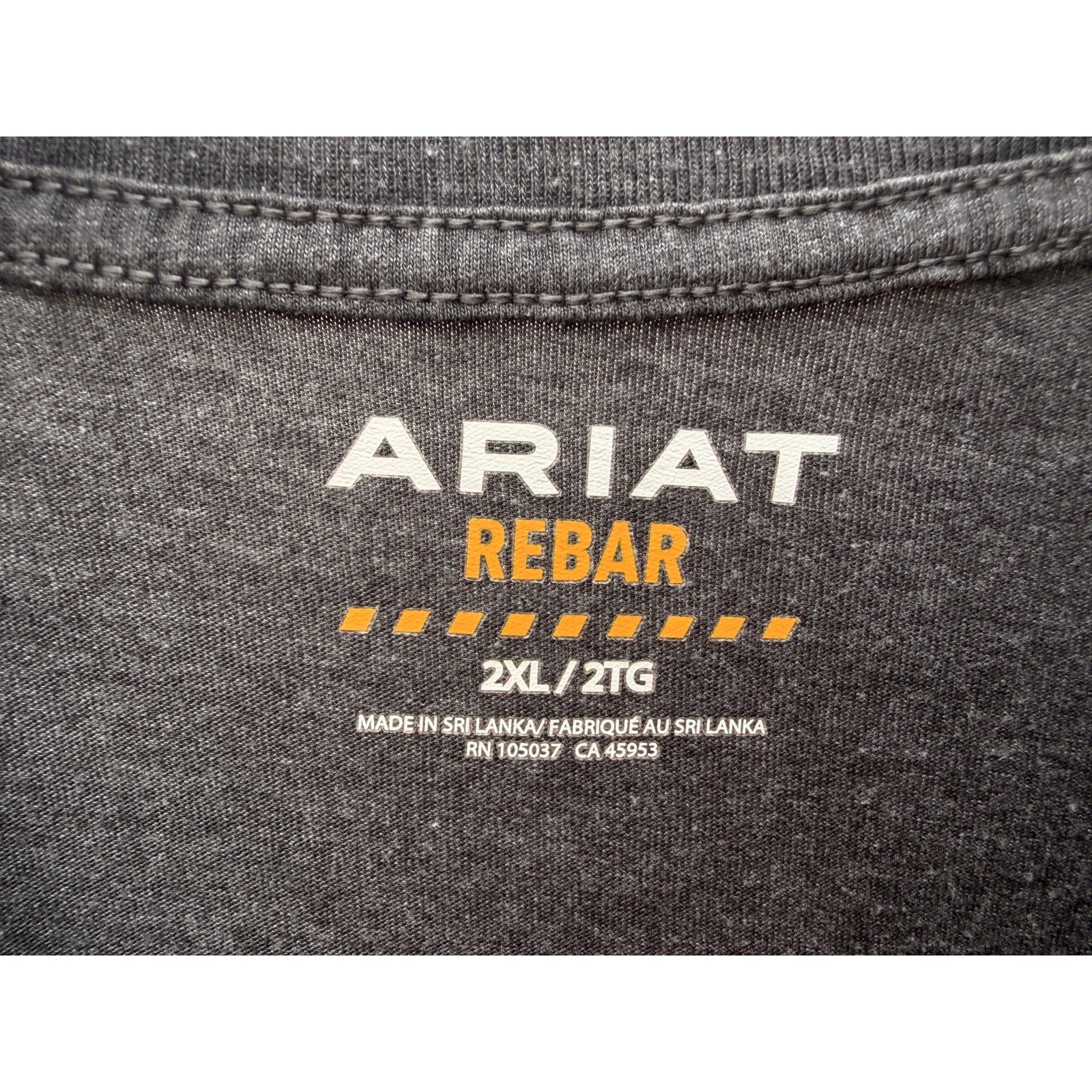 Ariat Rebar Work Shirt Mens 2XL Gray Performance Pocket Tee Workwear Durable