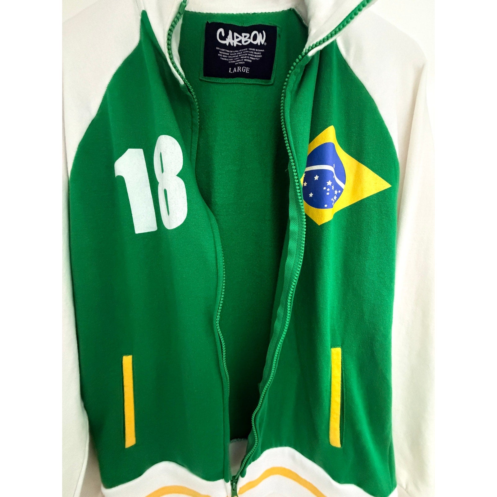 Carbon Brazil Flag Full-Zip Sweatshirt Jacket Large - product photo 5