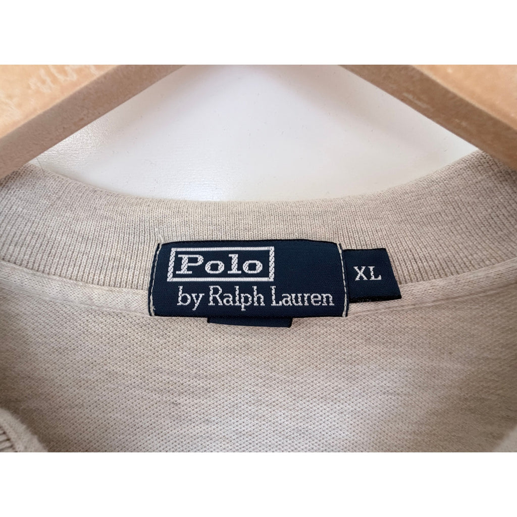 Polo Ralph Lauren Long Sleeve Polo Shirt Mens XL Beige Pony Logo Classic Fit