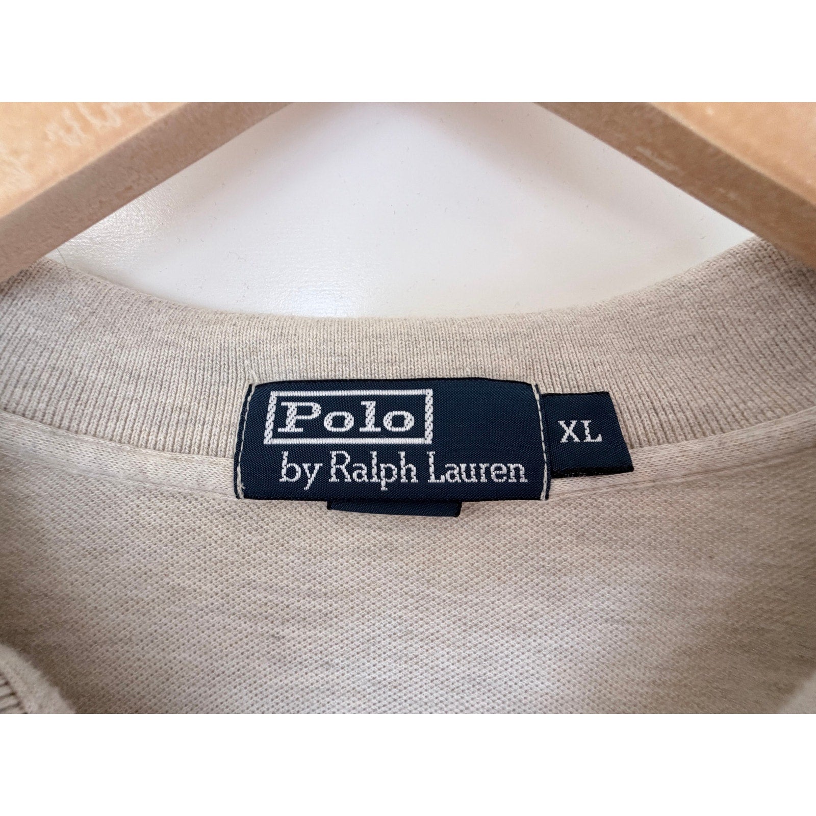 Polo Ralph Lauren Long Sleeve Polo Shirt Mens XL Beige Pony Logo Classic Fit