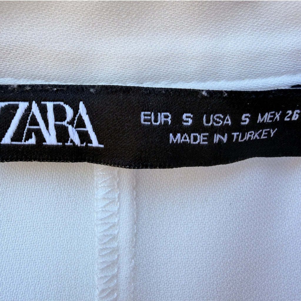 Zara Womens Sleeveless Blouse Small White V Neck Top
