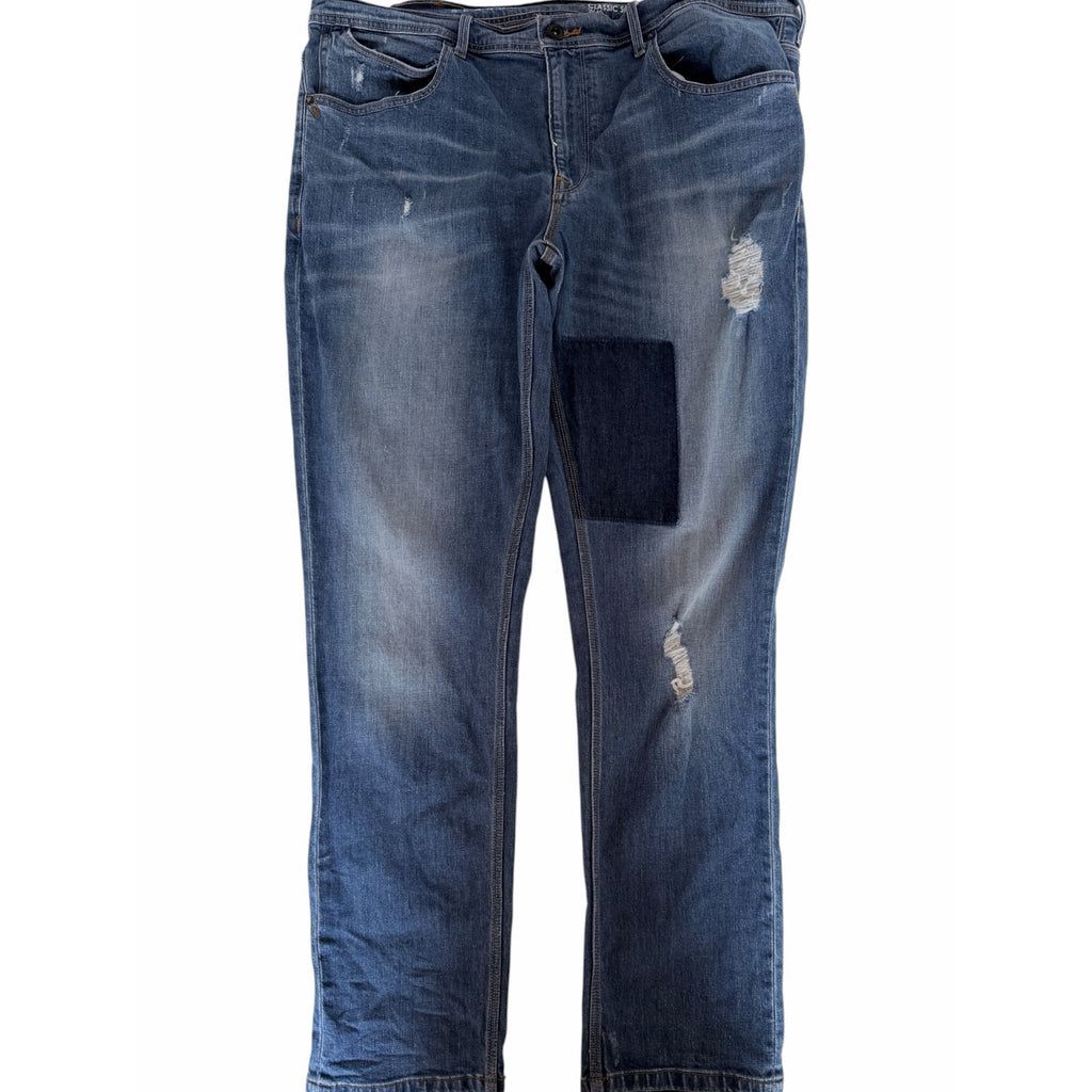 Sean John Essex Classic Slim Jeans Mens 40 Blue Distressed Denim Designer Pants