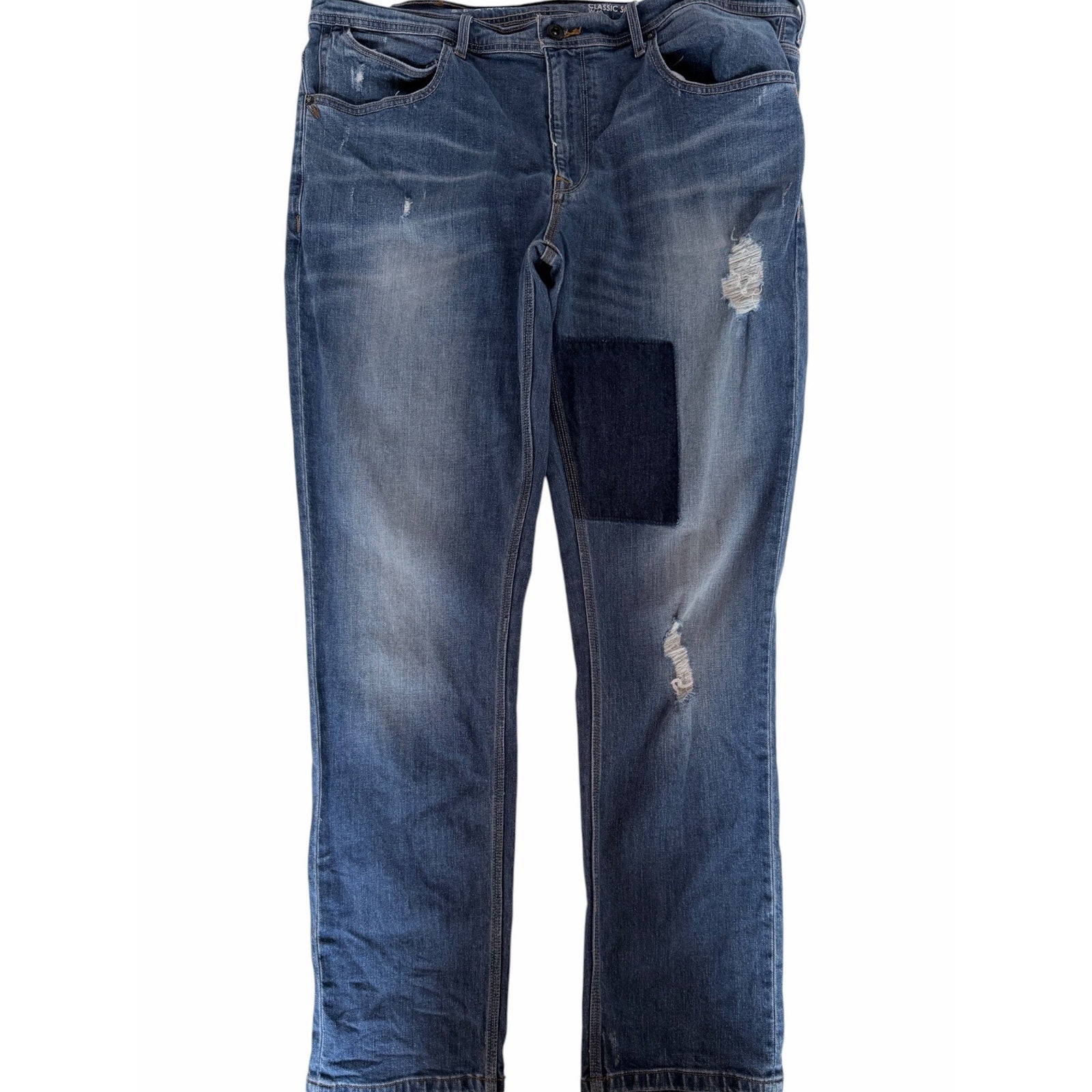 Sean John Essex Classic Slim Jeans Mens 40 Blue Distressed Denim Designer Pants