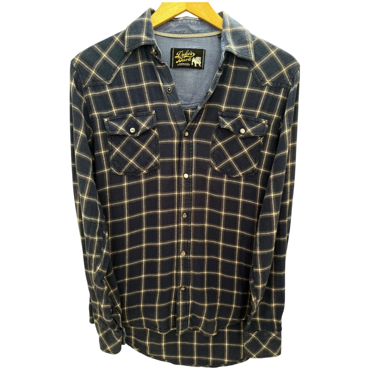 Duke's Park Men's Navy Blue Button-Up — front view