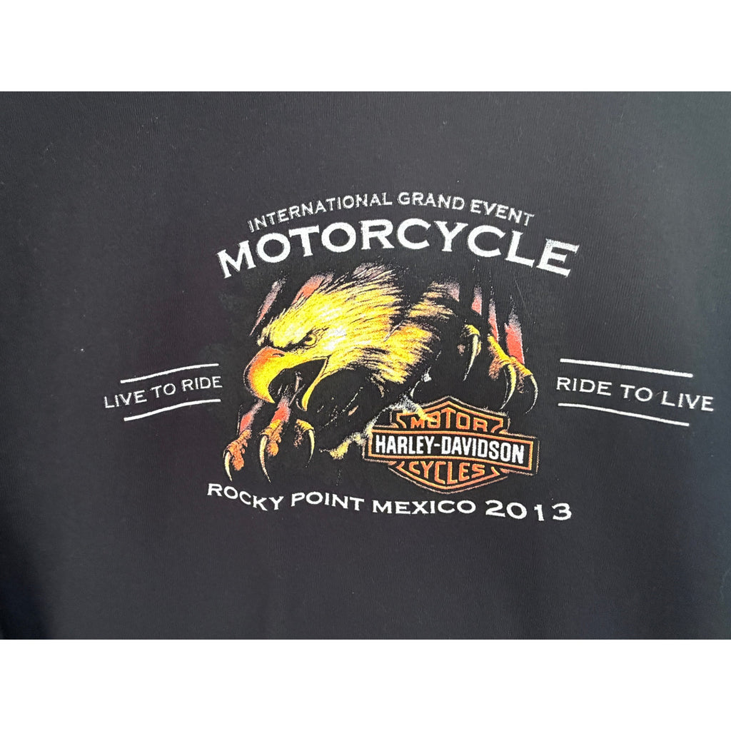 Harley Davidson Rocky Point Mexico 2013 Long Sleeve T Shirt Mens L Black Eagle