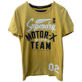 Superdry Black Label Japan T Shirt Womens Medium Yellow Graphic Logo Tokyo Tee