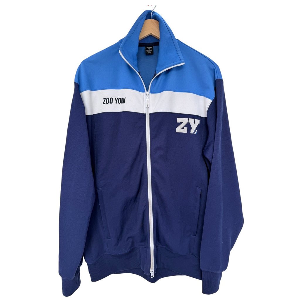 Zoo York Track Jacket Mens Large Blue White Full Zip Athletic Streetwear