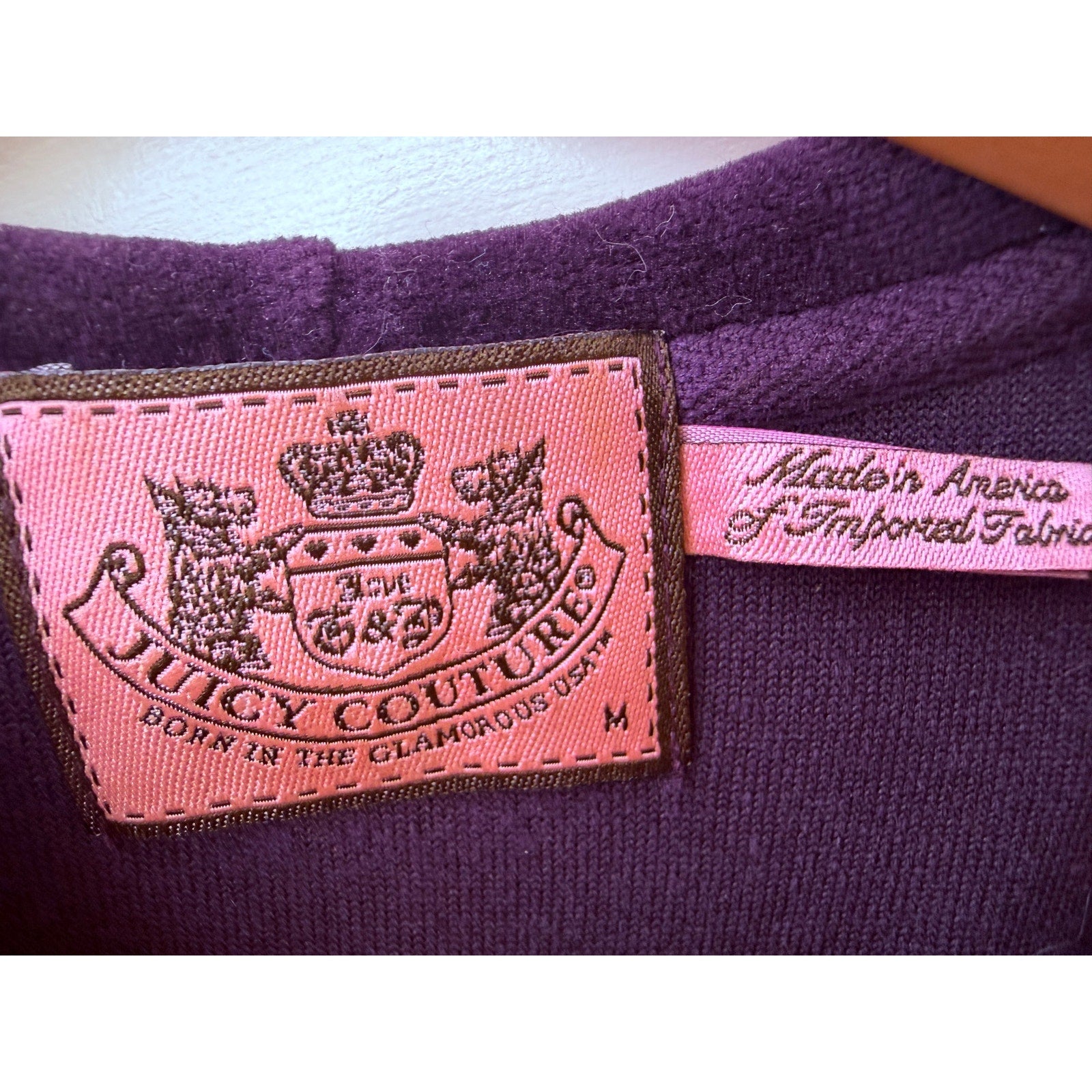 Juicy Couture Velour Zip Hoodie Womens Medium Purple Full Zip Y2K Style
