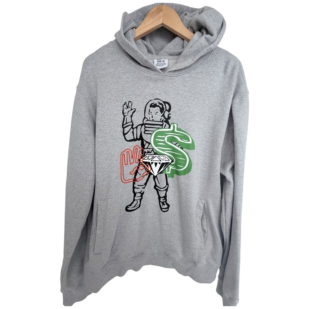 Billionaire Boys Club Hoodie Mens XL Gray Astronaut Diamond Graphic Pullover