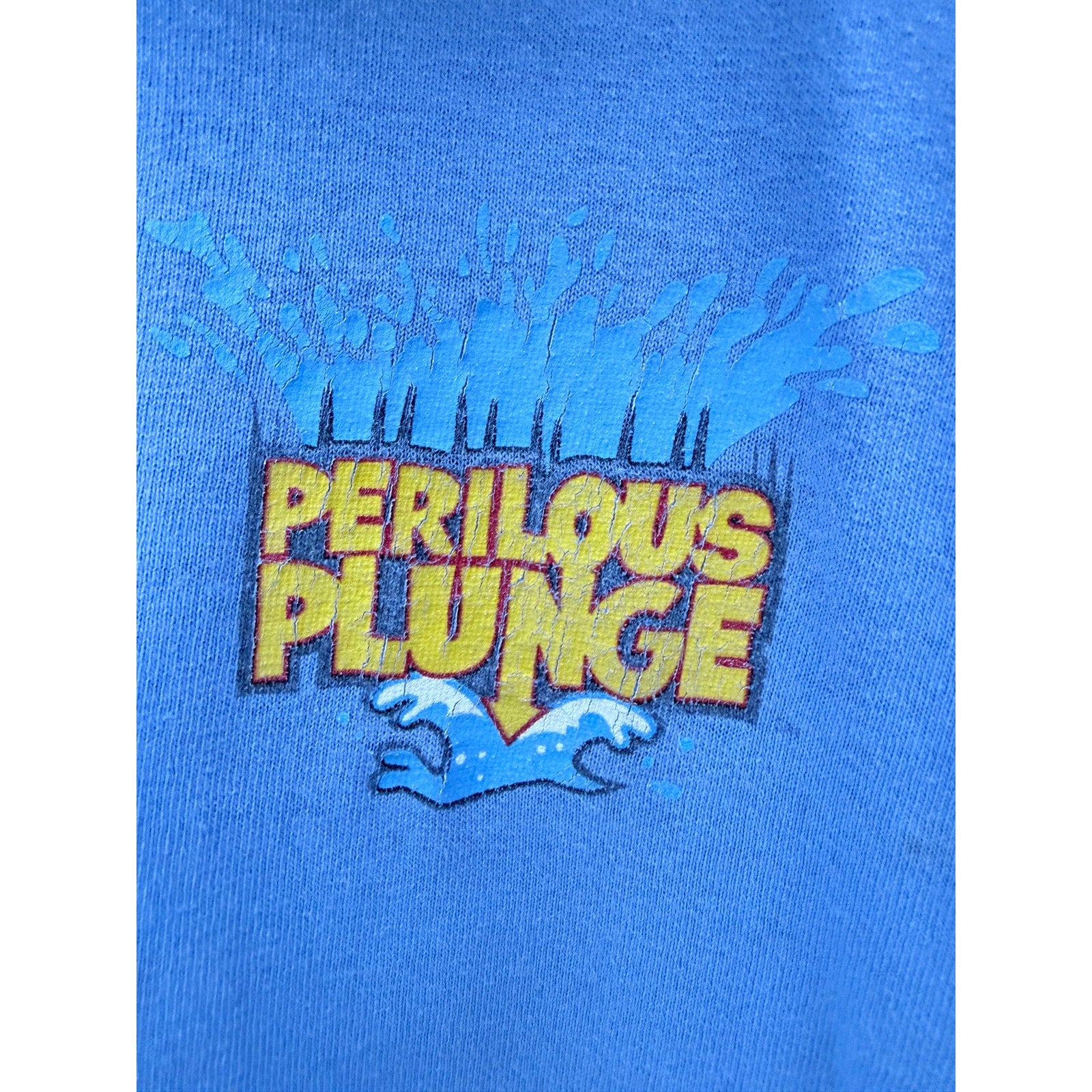 Knott’s Berry Farm Perilous Plunge T Shirt Mens Large Blue Graphic Tee