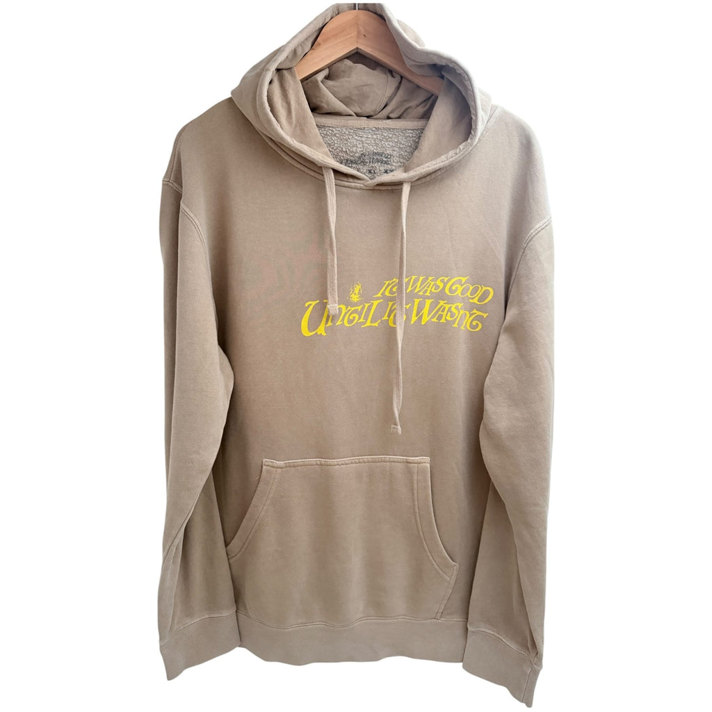 Independent Trading Company Men's Beige Hooded Hoodie — front view