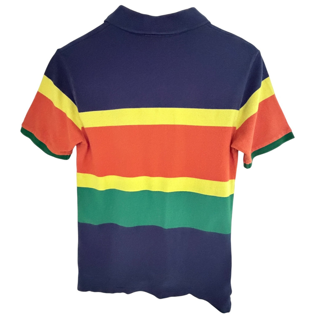 Polo Ralph Lauren Boys Large Striped Polo Shirt Blue Yellow Orange Green Cotton