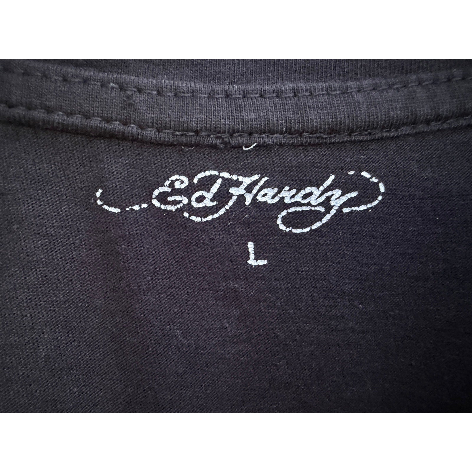 Ed Hardy New York Graphic Cropped T Shirt Womens Large Black Tattoo Style