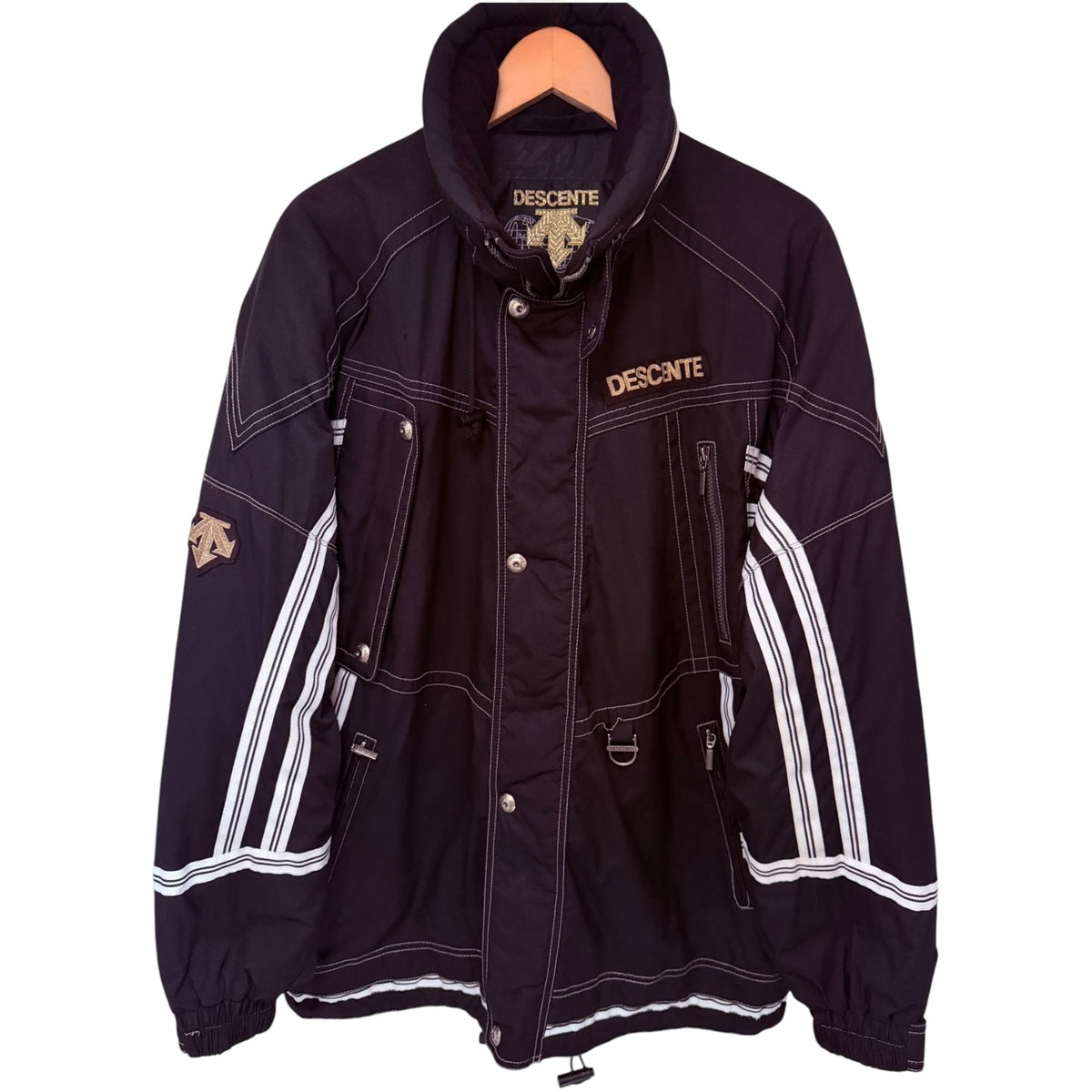 Descente Men's Black Colorblock Full-Zip Hooded Jacket — front view