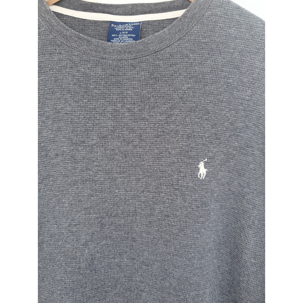 Polo Ralph Lauren Thermal Shirt Mens Large Gray Waffle Knit Sleepwear Pony Logo