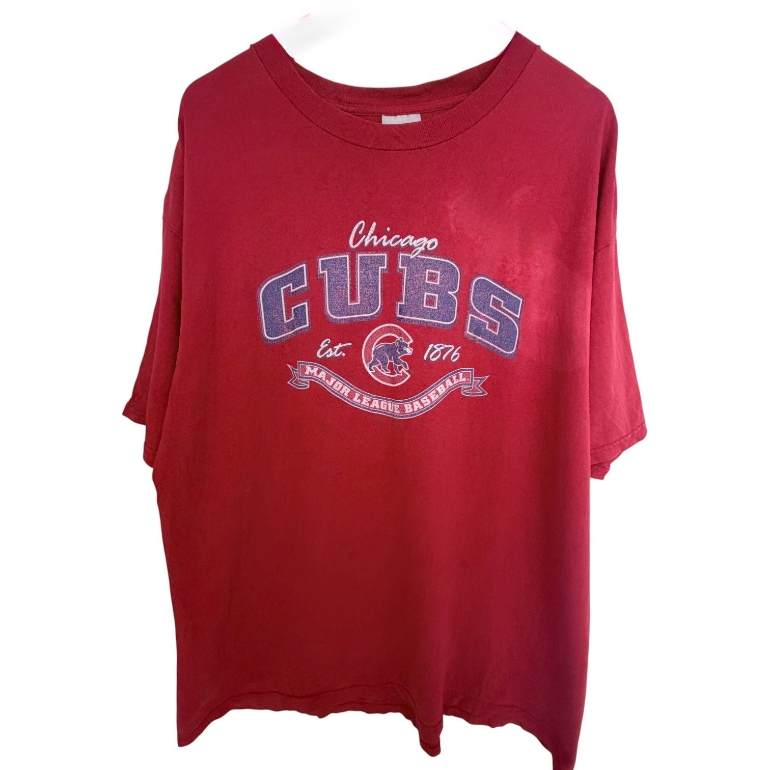 Chicago Cubs T Shirt Mens XL Red Distressed MLB Baseball Graphic Tee