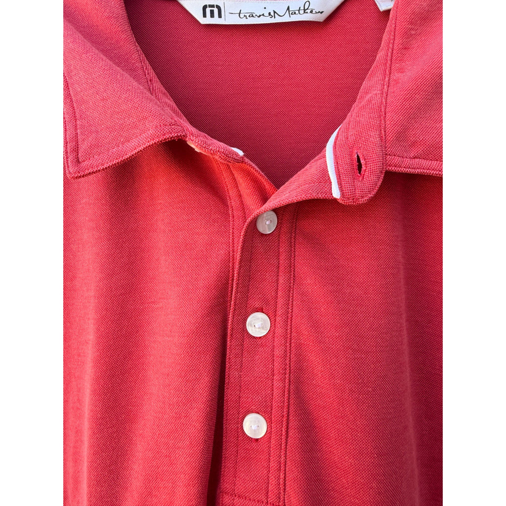 TravisMathew Polo Shirt Mens Large Red Golf Casual Performance Polo
