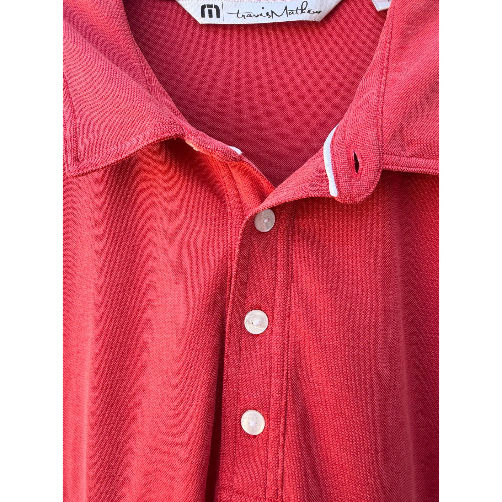TravisMathew Polo Shirt Mens Large Red Golf Casual Performance Polo