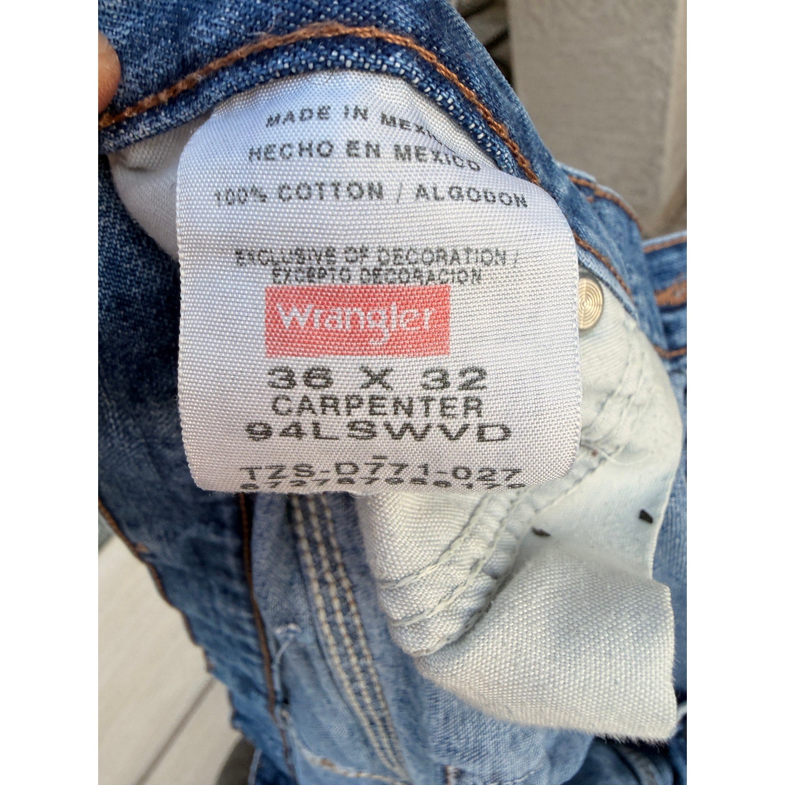 Wrangler Carpenter Jeans 36x32 Blue Denim Work Pants