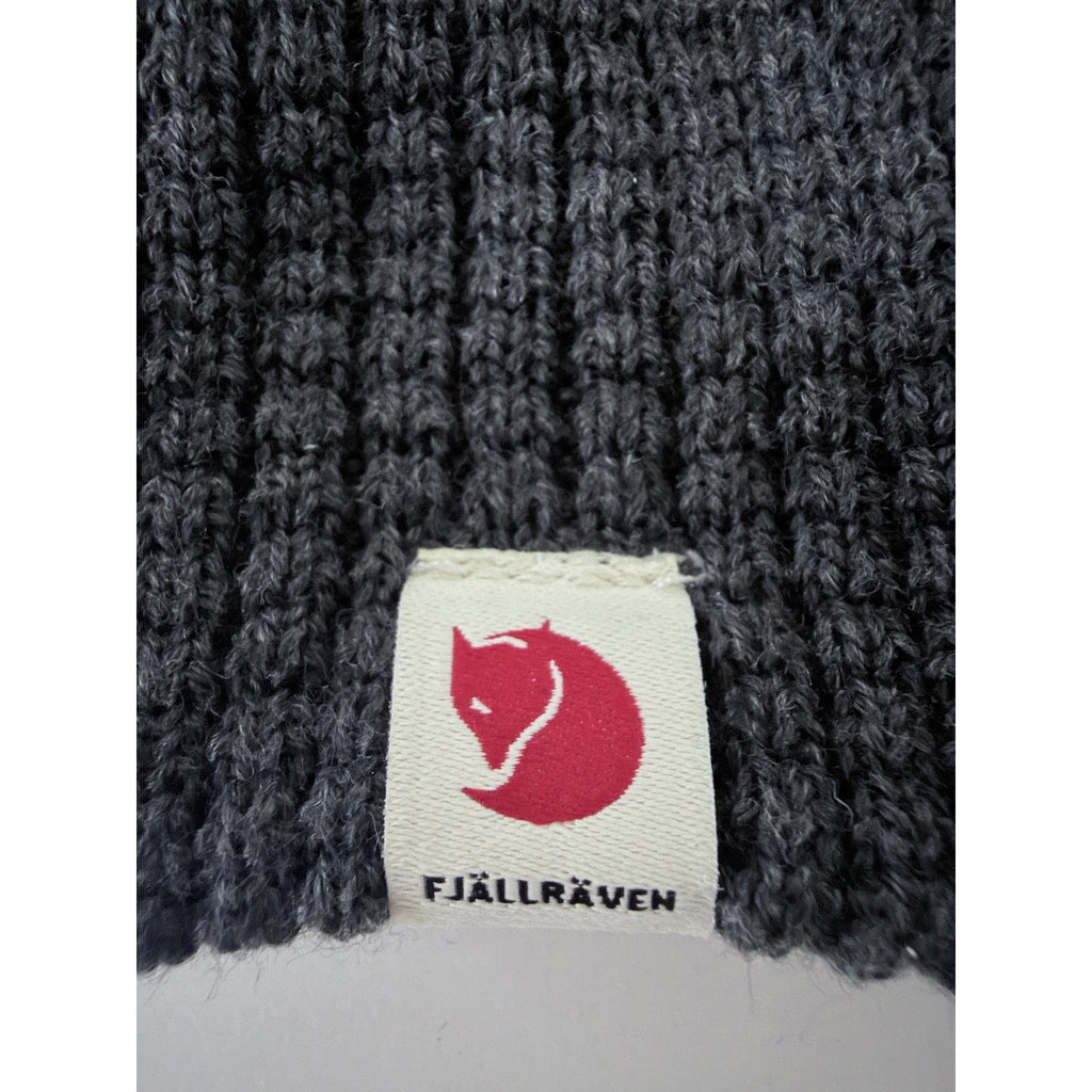 Fjallraven Tab Hat Dark Gray Rib Knit Beanie One Size Sweden Flag