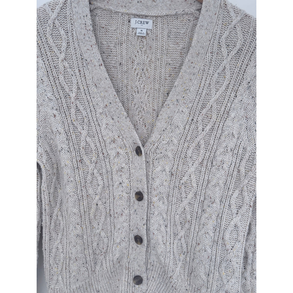 J Crew Cardigan Sweater Womens Small Cream Cable Knit Button Front