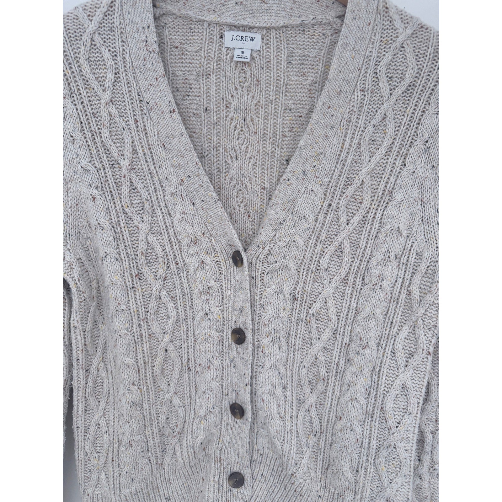 J Crew Cardigan Sweater Womens Small Cream Cable Knit Button Front
