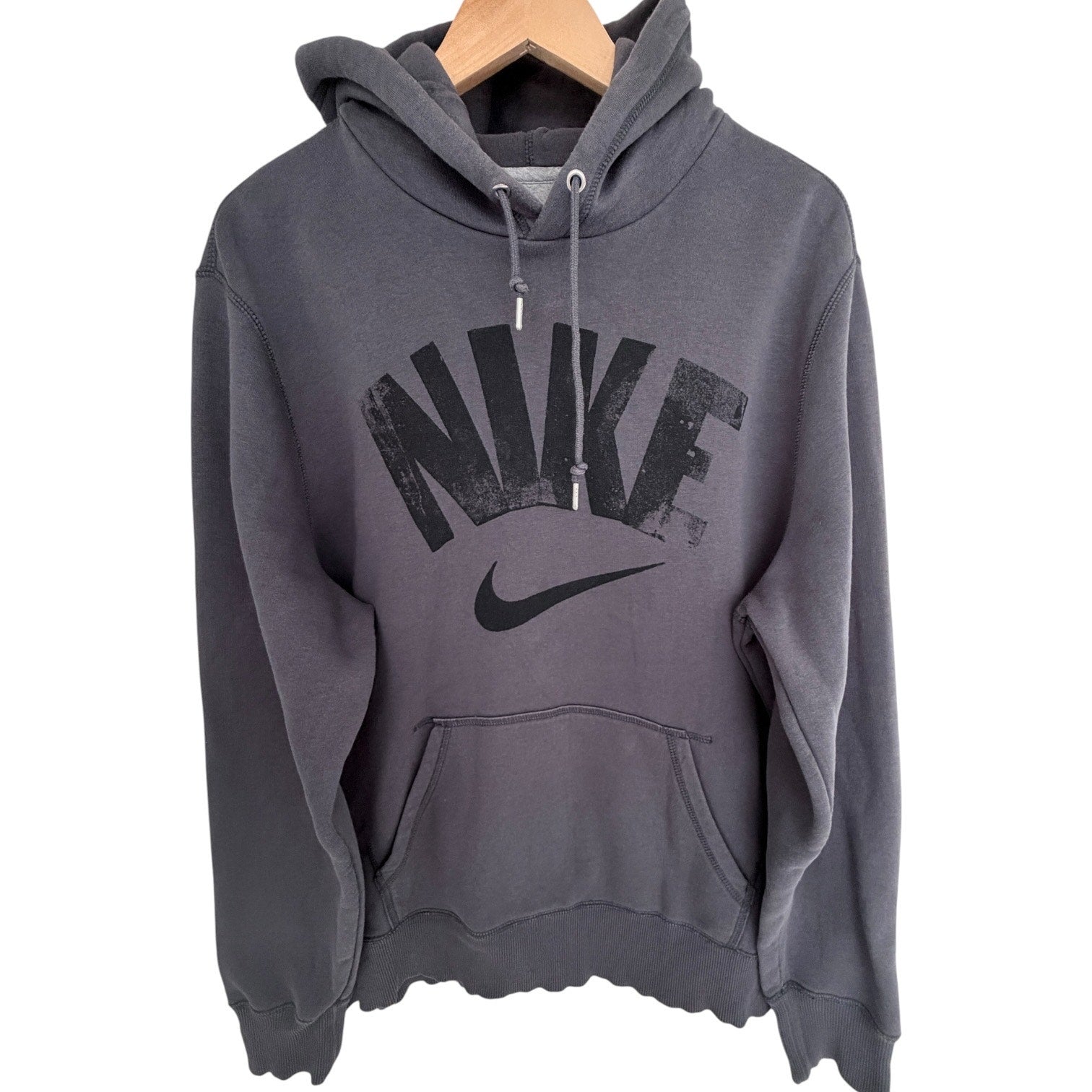 Nike Pullover Hoodie Mens XL Gray Black Logo Sweatshirt Athletic Fleece