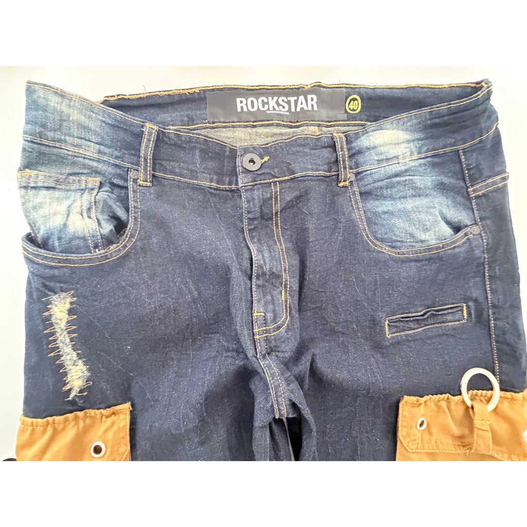 Rockstar Cargo Jeans Mens 40 Distressed Utility Denim