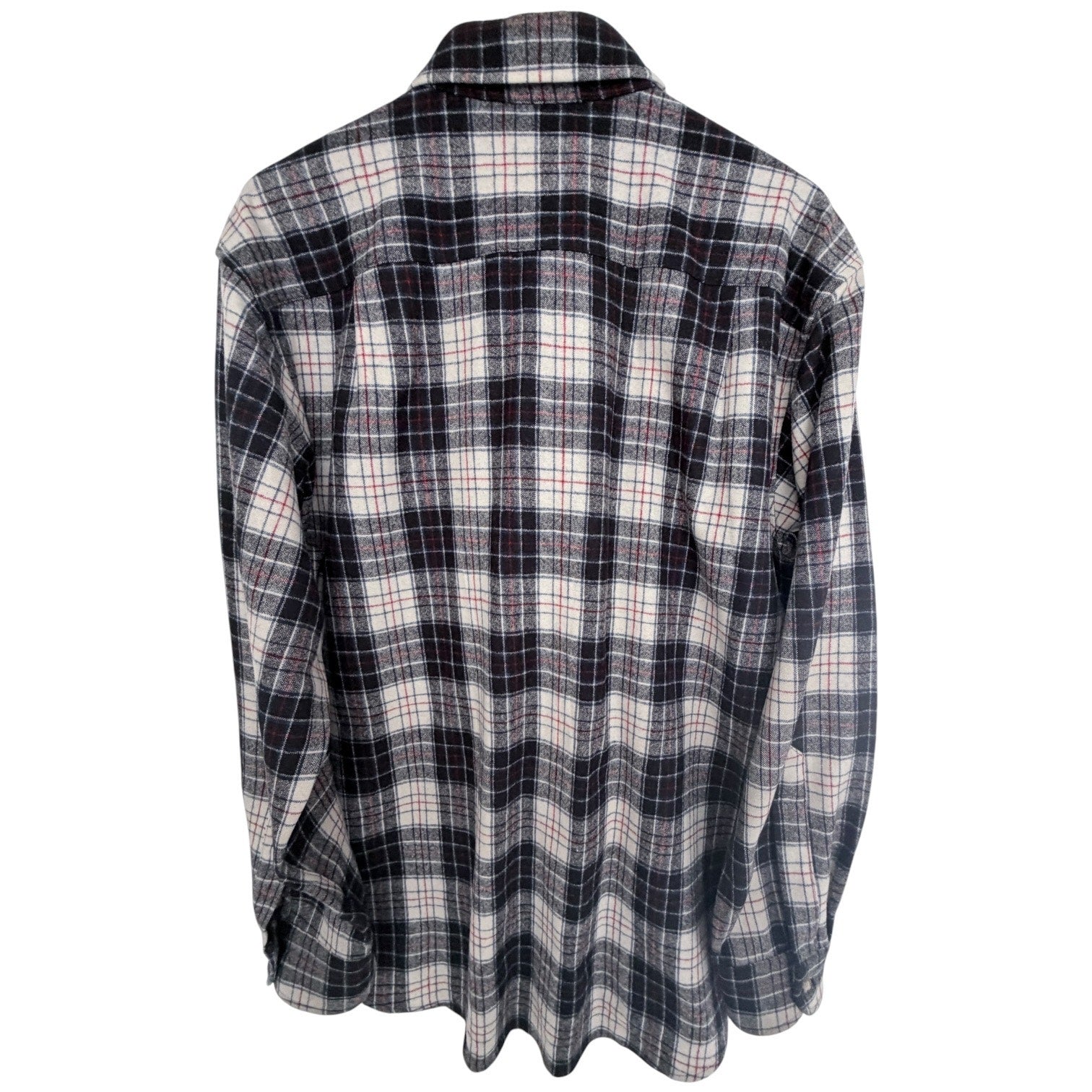 Pendleton Wool Flannel Shirt Mens Large Black Plaid Made In USA