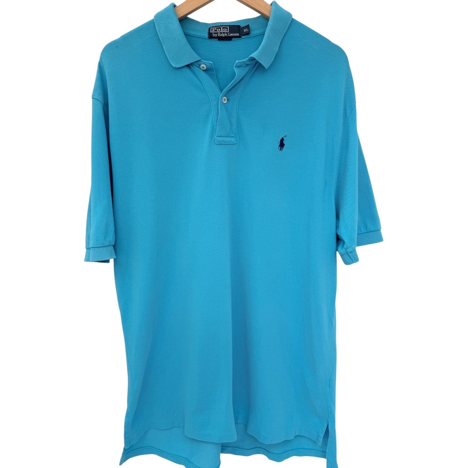 Polo Ralph Lauren Polo Shirt Mens XL Aqua Blue Purple Pony Short Sleeve