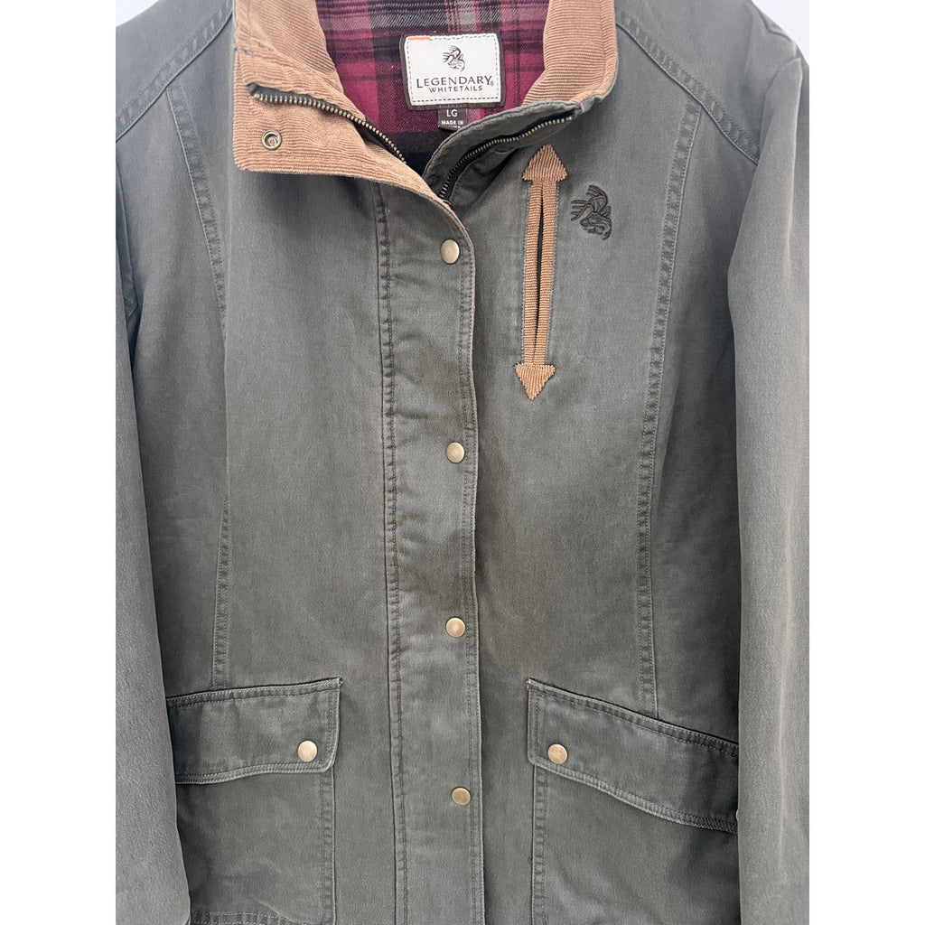 Legendary Whitetails Jacket Mens Large Green Plaid Lined Utility Coat