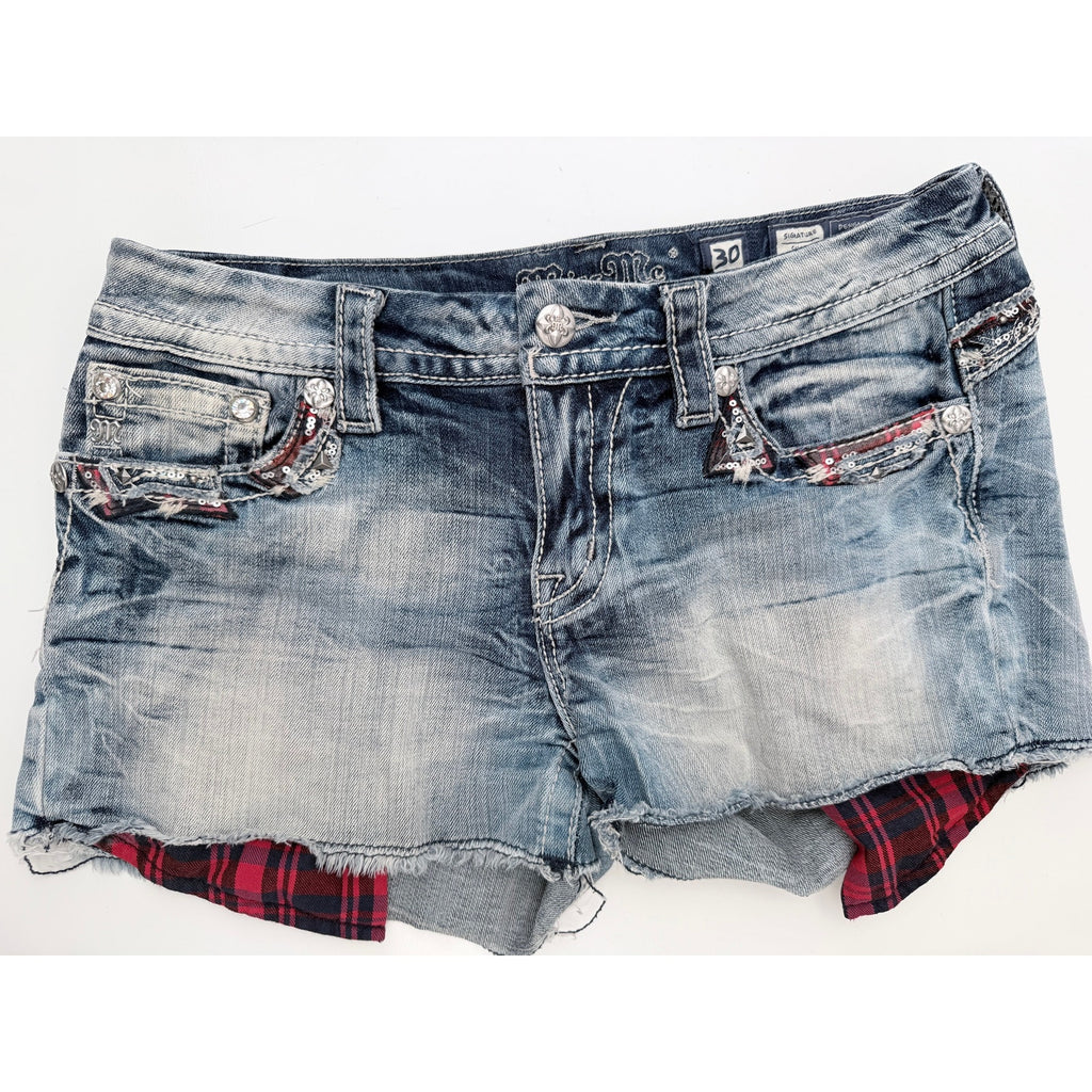 Miss Me Denim Shorts Womens 30 Distressed Sequin Cut Off Jean Shorts