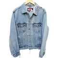 Wrangler Denim Jacket Mens Large Distressed Trucker Light Wash Western Grunge