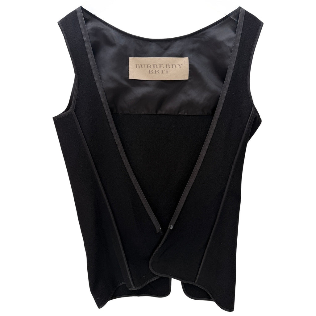 Burberry Brit Sleeveless Vest Womens Black Tie Front Designer Layering Top