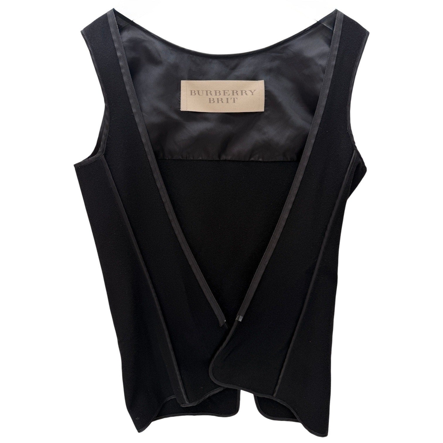 Burberry Brit Sleeveless Vest Womens Black Tie Front Designer Layering Top
