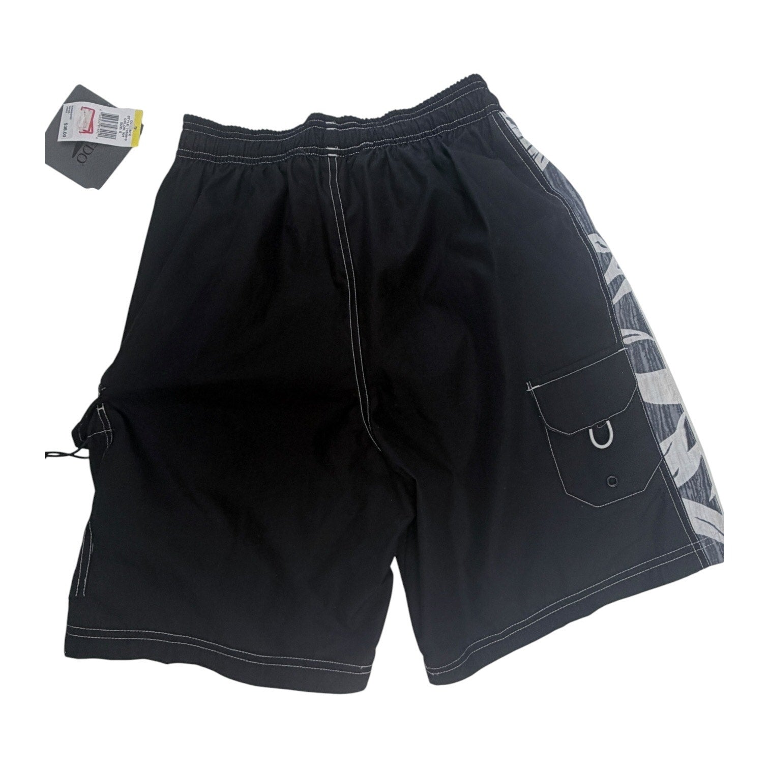 Speedo Swim Trunks Mens Small Black Cargo Board Shorts NWT