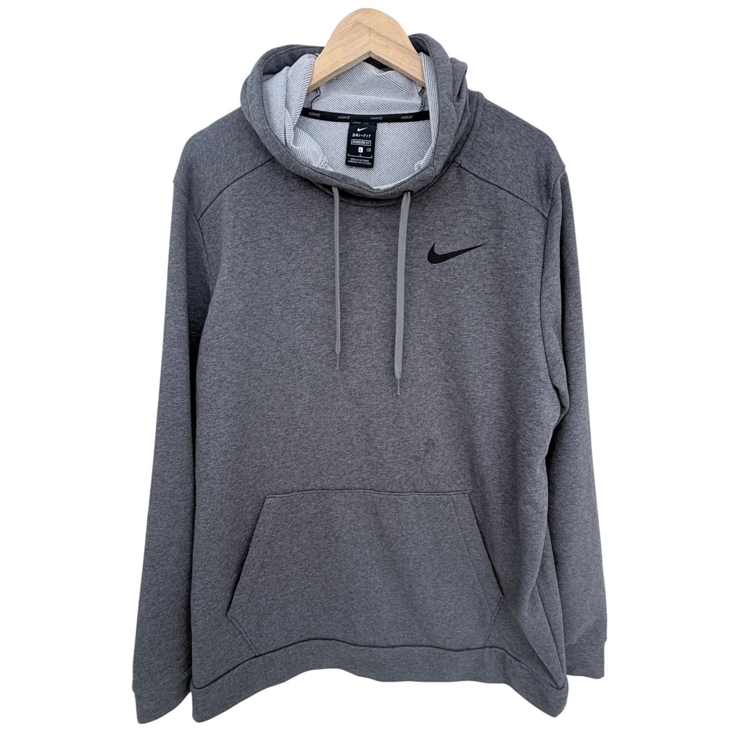 Nike Dri Fit Hoodie Mens Large Gray Pullover Sweatshirt Standard Fit