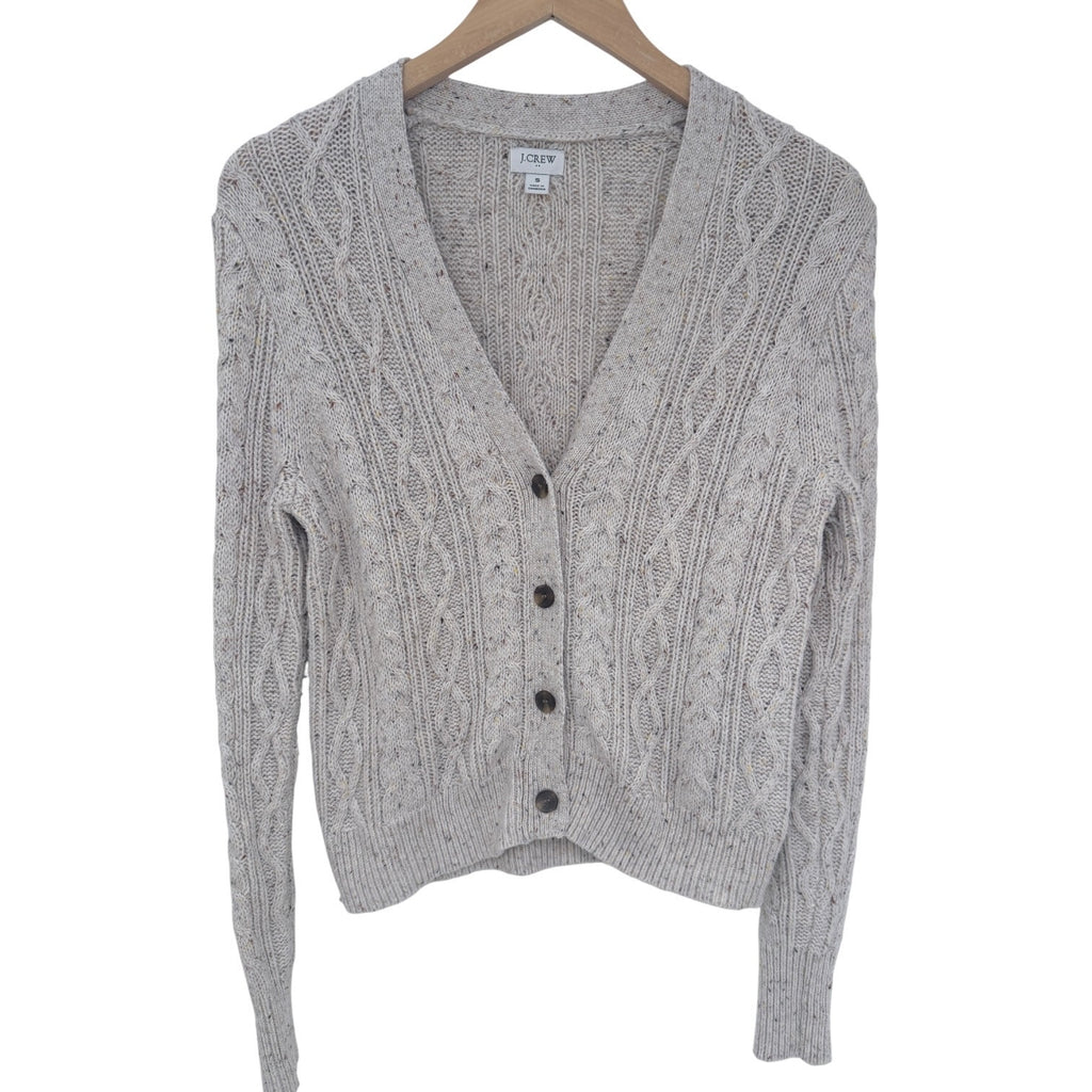 J Crew Cardigan Sweater Womens Small Cream Cable Knit Button Front